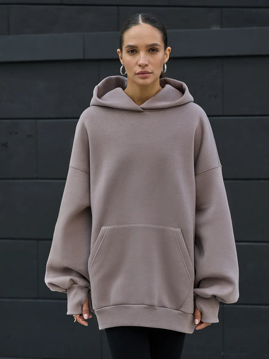 Damen Oversized Kapuzenpullover mit extra weitem Schnitt und Kängurutasche Drune