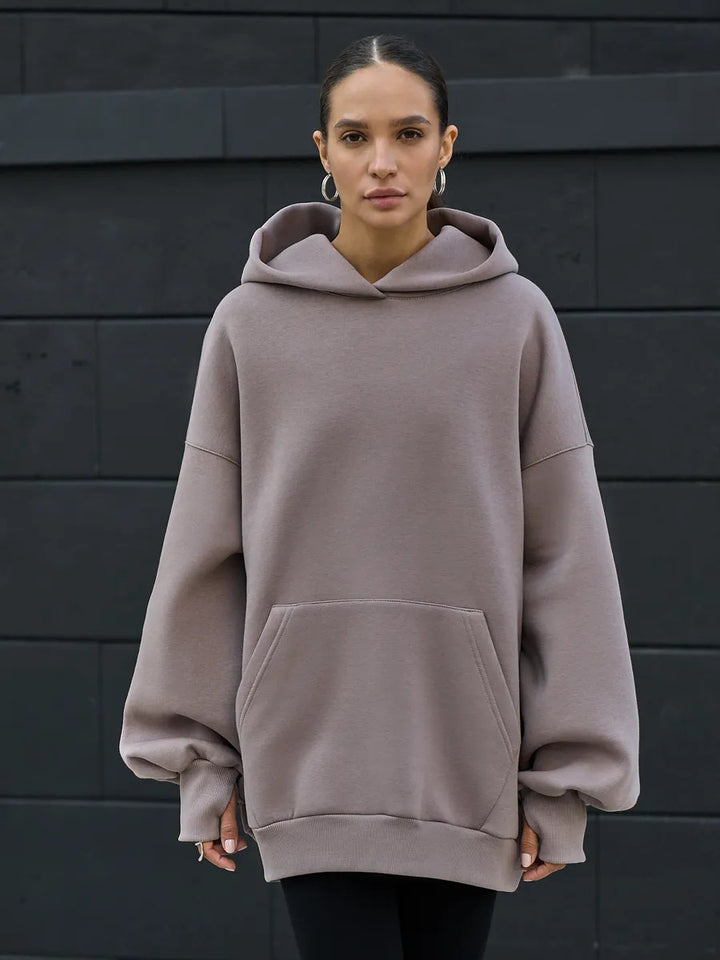 Damen Oversized Kapuzenpullover mit extra weitem Schnitt und Kängurutasche Drune