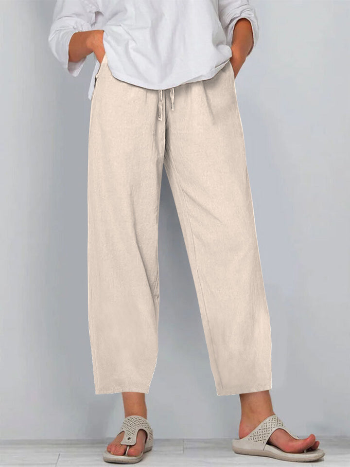 Damen Relaxed Culotte-Hosen mit Kordelzug, Seitentaschen und Knöchellänge Drune