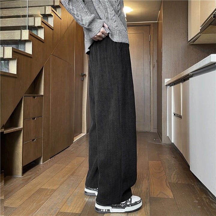 Herren Weit geschnittene Strickhose im Zopfstrick-Lounge-Style Drune