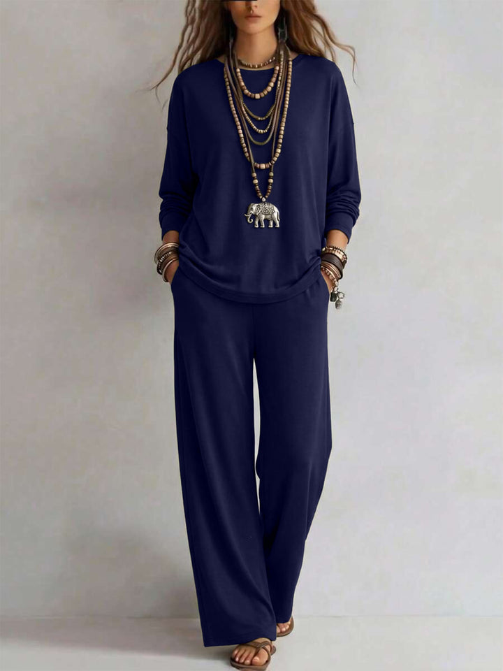 Damen Loungewear-Set mit weitem Bund und Oversize-Langarmshirt Drune