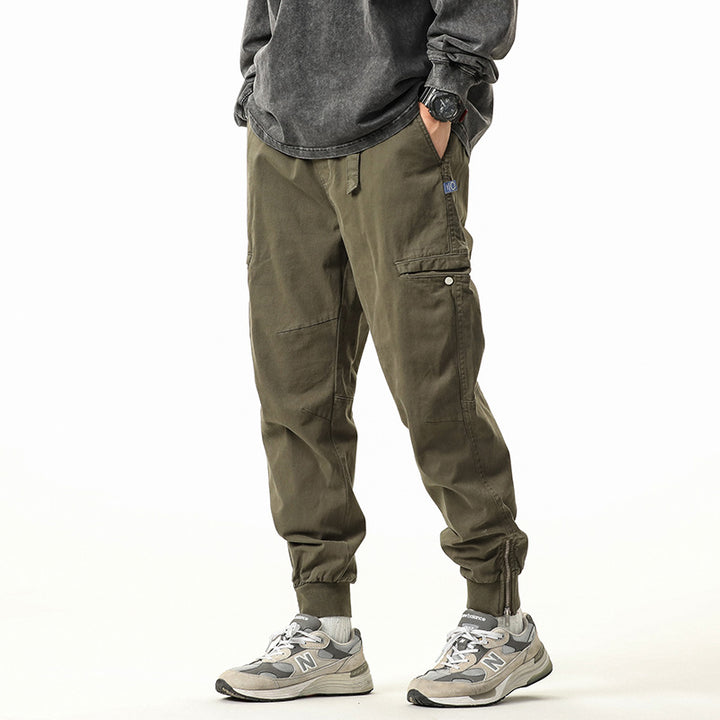 Herren Utility-Cargo-Joggerhose aus robustem Baumwoll-Twill mit Knöchel-Reißverschluss Drune