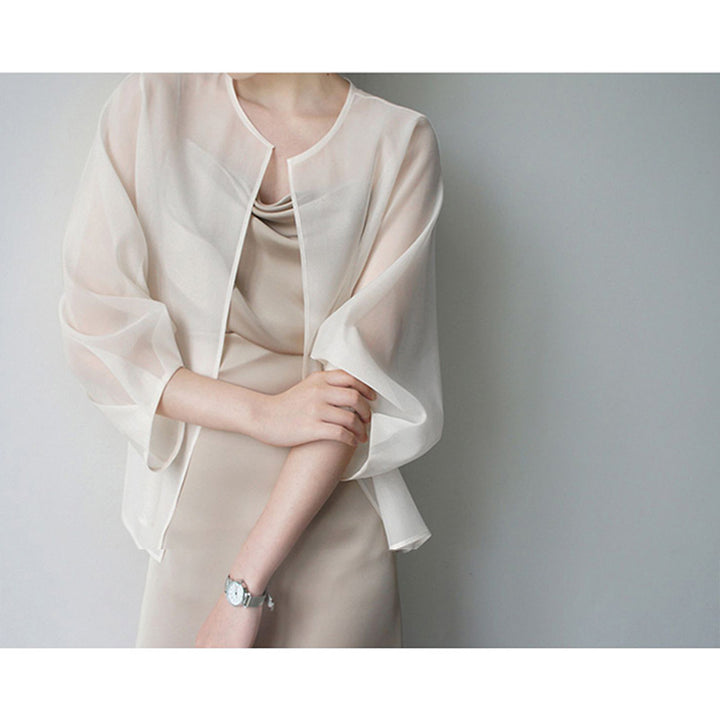 Damen Elegante Chiffonjacke mit weit ausgestellten Ärmeln Drune