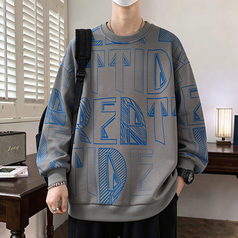 Herren Oversized-Sweatshirt mit großflächigem Lettering-Print und geripptem Saum Drune