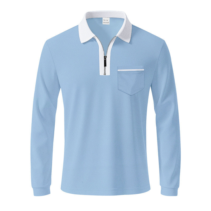 Herren Langarm-Polo mit Reißverschluss und Brusttasche Drune