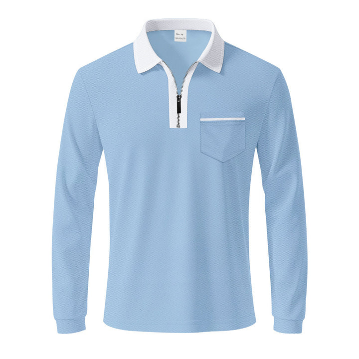 Herren Langarm-Polo mit Reißverschluss und Brusttasche Drune