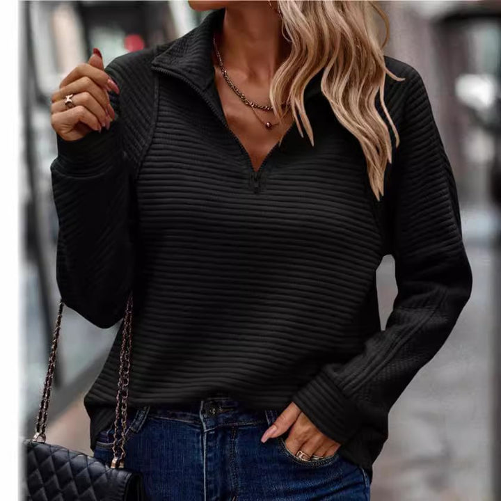 Damen Stepp-Pullover mit kurzem Reißverschluss und lässigem Schnitt Drune