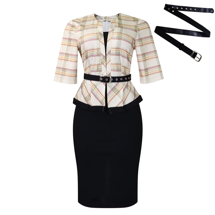 Damen Etuikleid mit elegantem Blazer-Oberteil und abnehmbarem Gürtel Drune