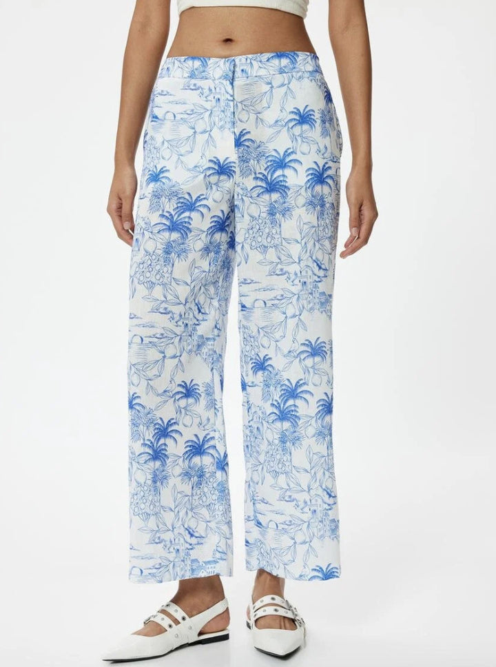 Damen Palazzo-Hose mit floralem Muster und weitem Schnitt Drune