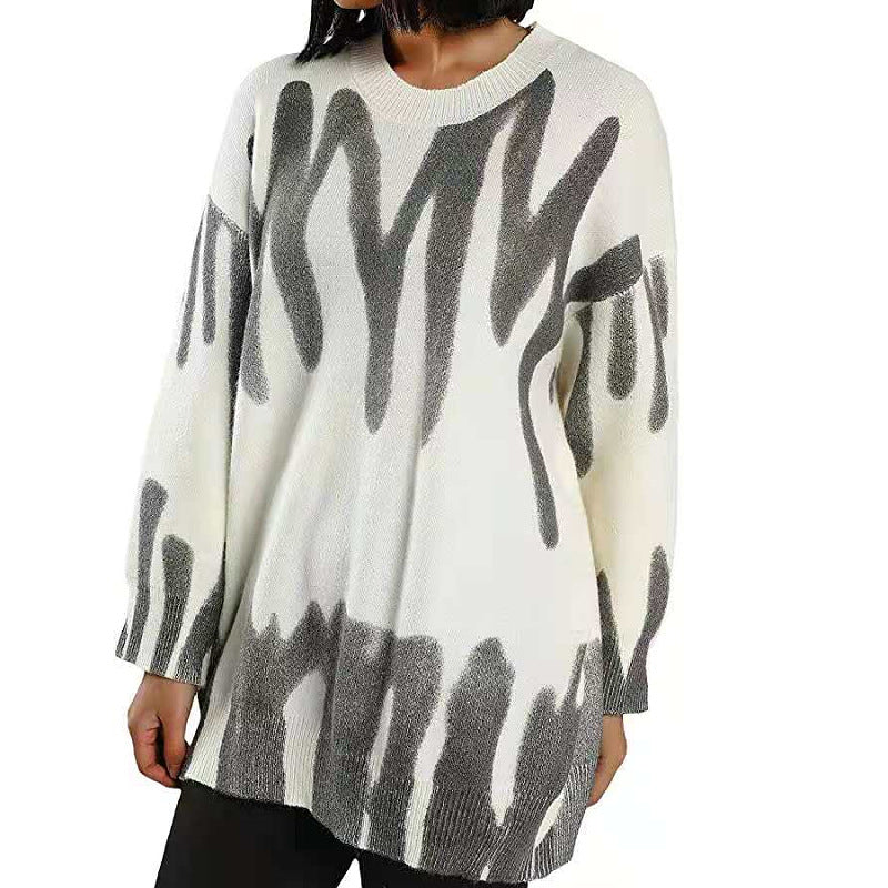 Damen modischer Oversized-Pullover mit einzigartigem Farbverlauf Drune