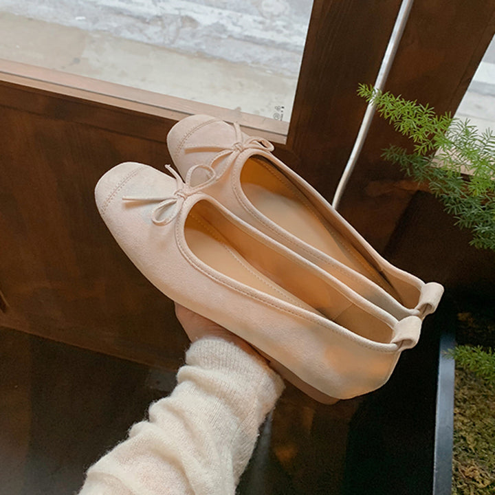 Damen Bequeme Wildleder Ballerinas mit Schleifendetail Drune