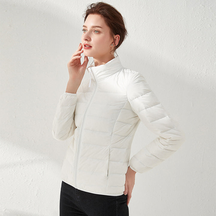 Damen Leichte gesteppte Kurzjacke mit Stehkragen und tailliertem Schnitt Drune