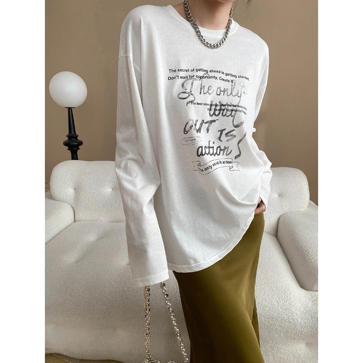 Damen Langarmshirt mit kreativem Grafikdruck Drune