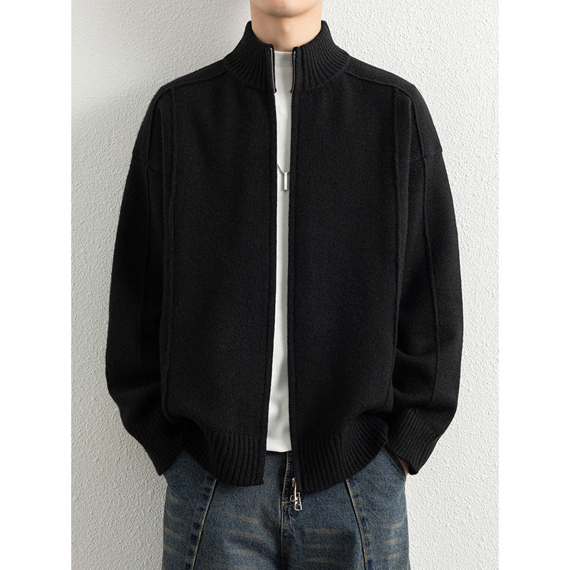 Herren Hochwertiger Strickjacke mit Stehkragen Drune