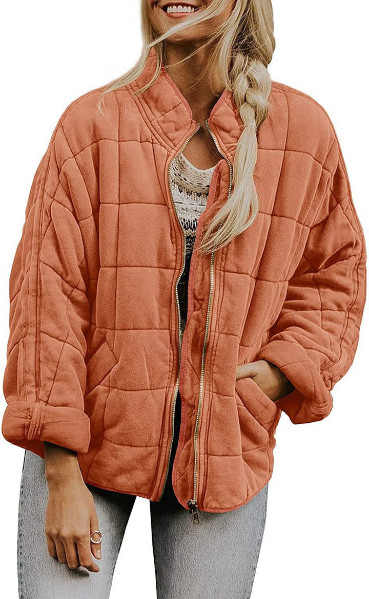 Damen gesteppte Kapuzenjacke mit Reißverschluss und Taschen Drune