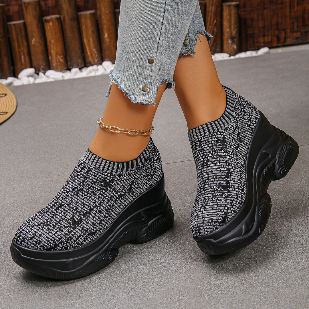 Damen Strick‑Sock‑Sneaker mit hohem Plateau und rutschfester Profilsohle Drune