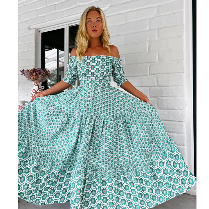 Damen Maxikleid mit charmanten Rüschendetails Drune