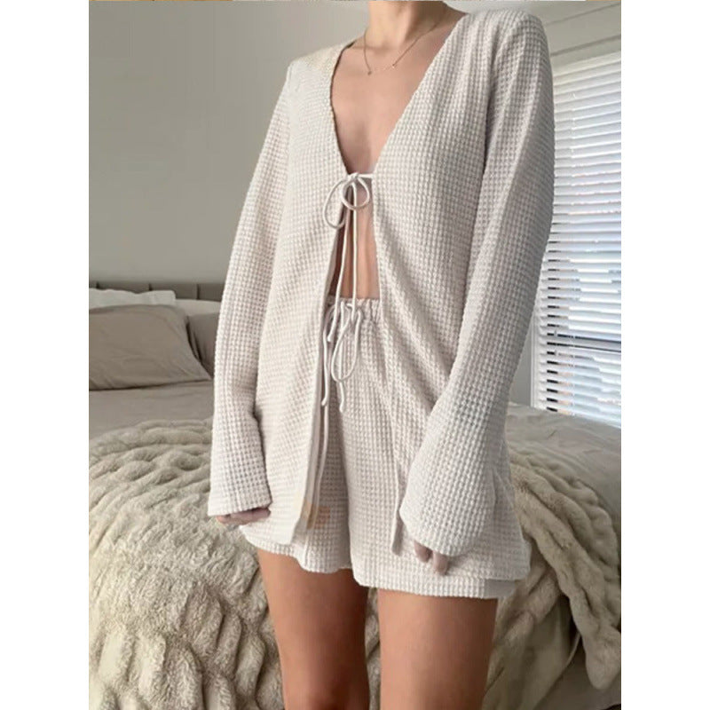 Damen lässiger Cardigan mit tiefem V-Ausschnitt und lockerer Passform Drune