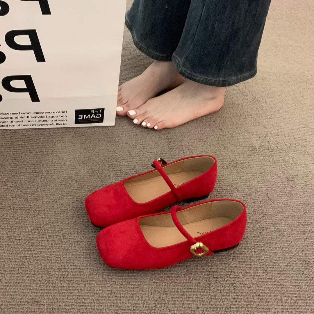 Damen elegante Mary Jane Ballerinas mit modischem Riemchen und komfortablem Fußbett Drune