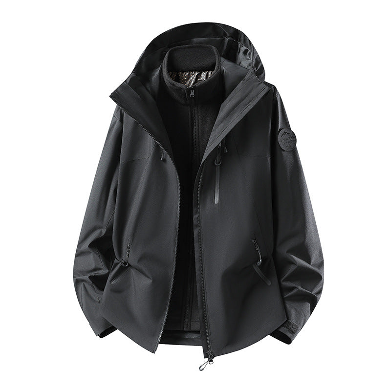 Herren Zweiteilige wasserdichte Outdoorjacke mit abnehmbarer Fleece‑Innenjacke und versiegelten Nähten Drune