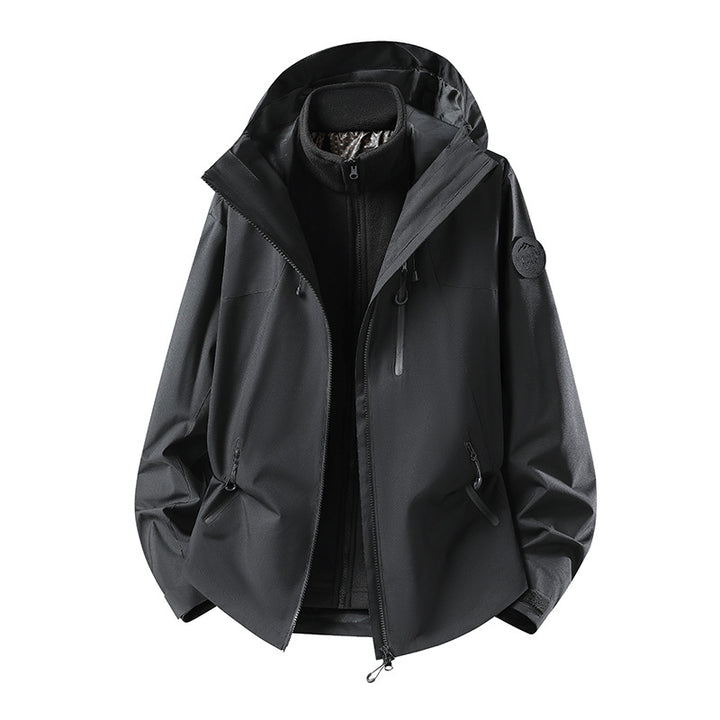 Herren Zweiteilige wasserdichte Outdoorjacke mit abnehmbarer Fleece‑Innenjacke und versiegelten Nähten Drune
