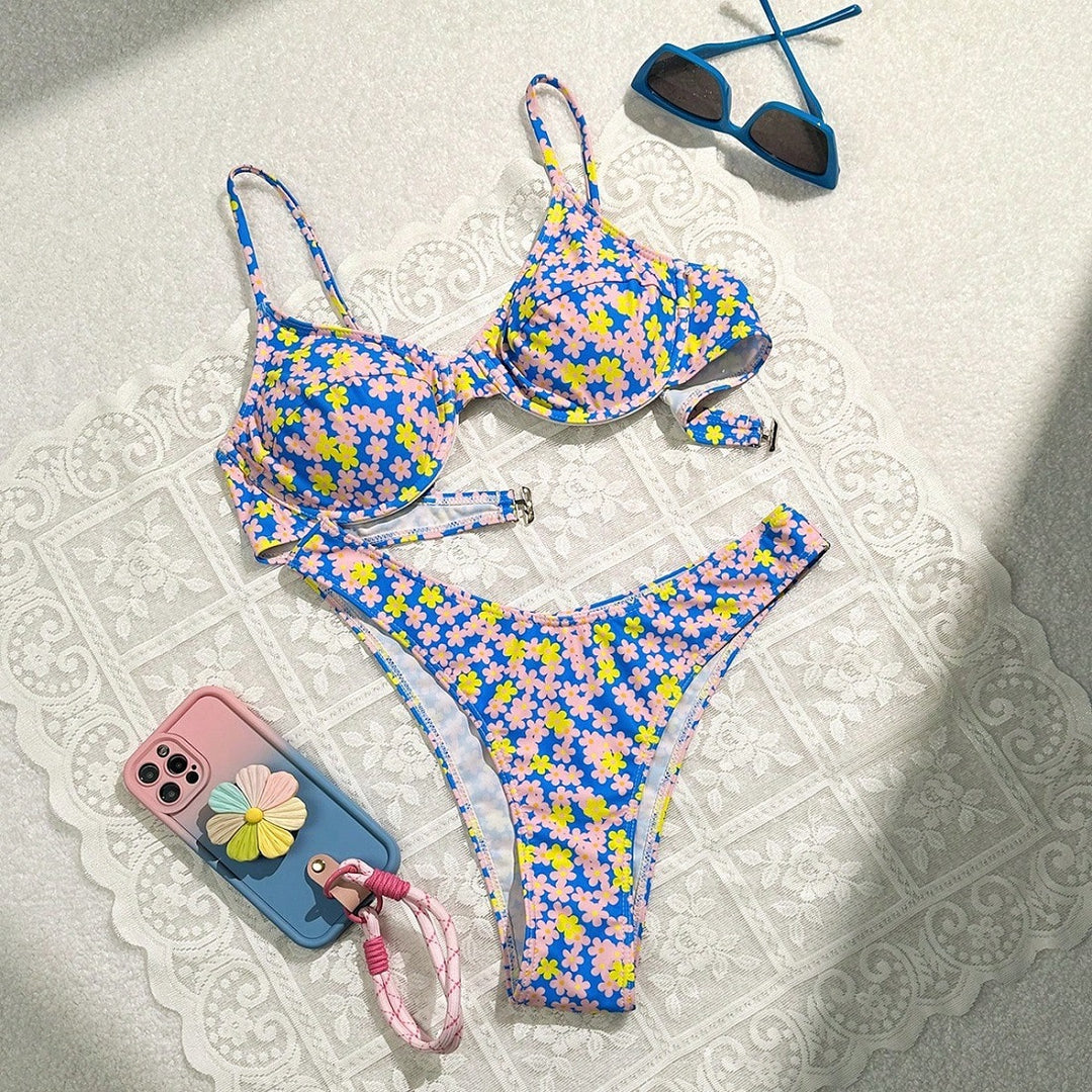 Damen Bademode mit floralem Design und raffinierten Trägern Drune