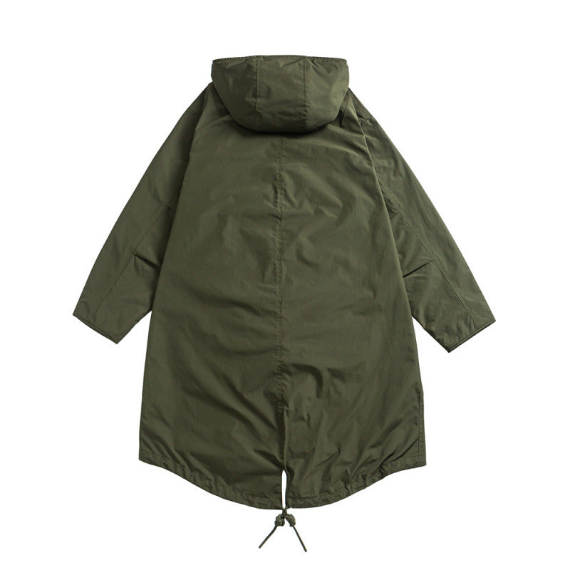 Unisex Oversize Wind- und Wasserdichter Parka mit Kapuze und Fischschwanz-Saum Drune