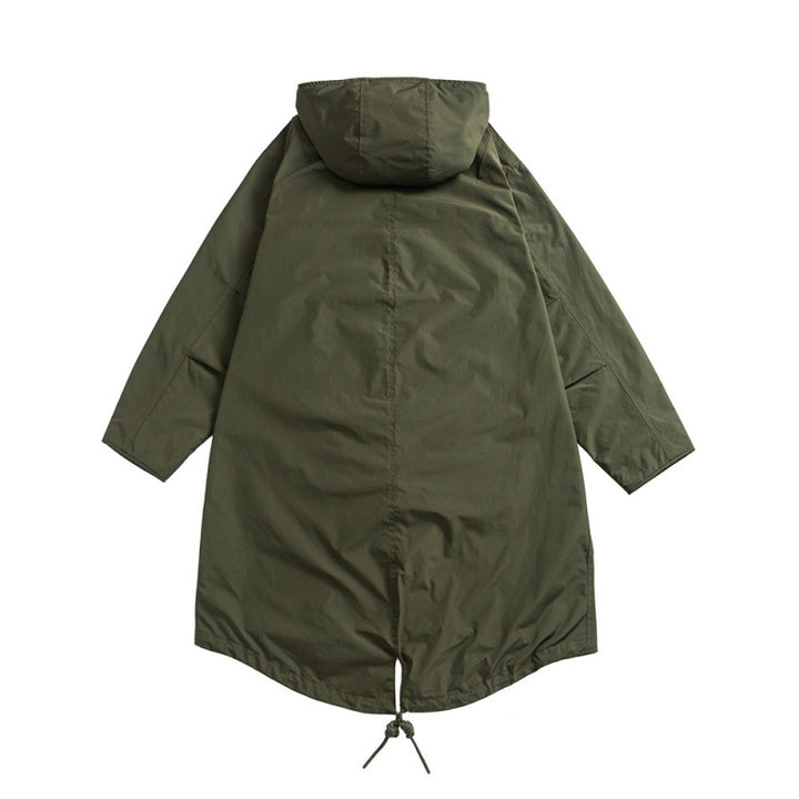 Unisex Oversize Wind- und Wasserdichter Parka mit Kapuze und Fischschwanz-Saum Drune