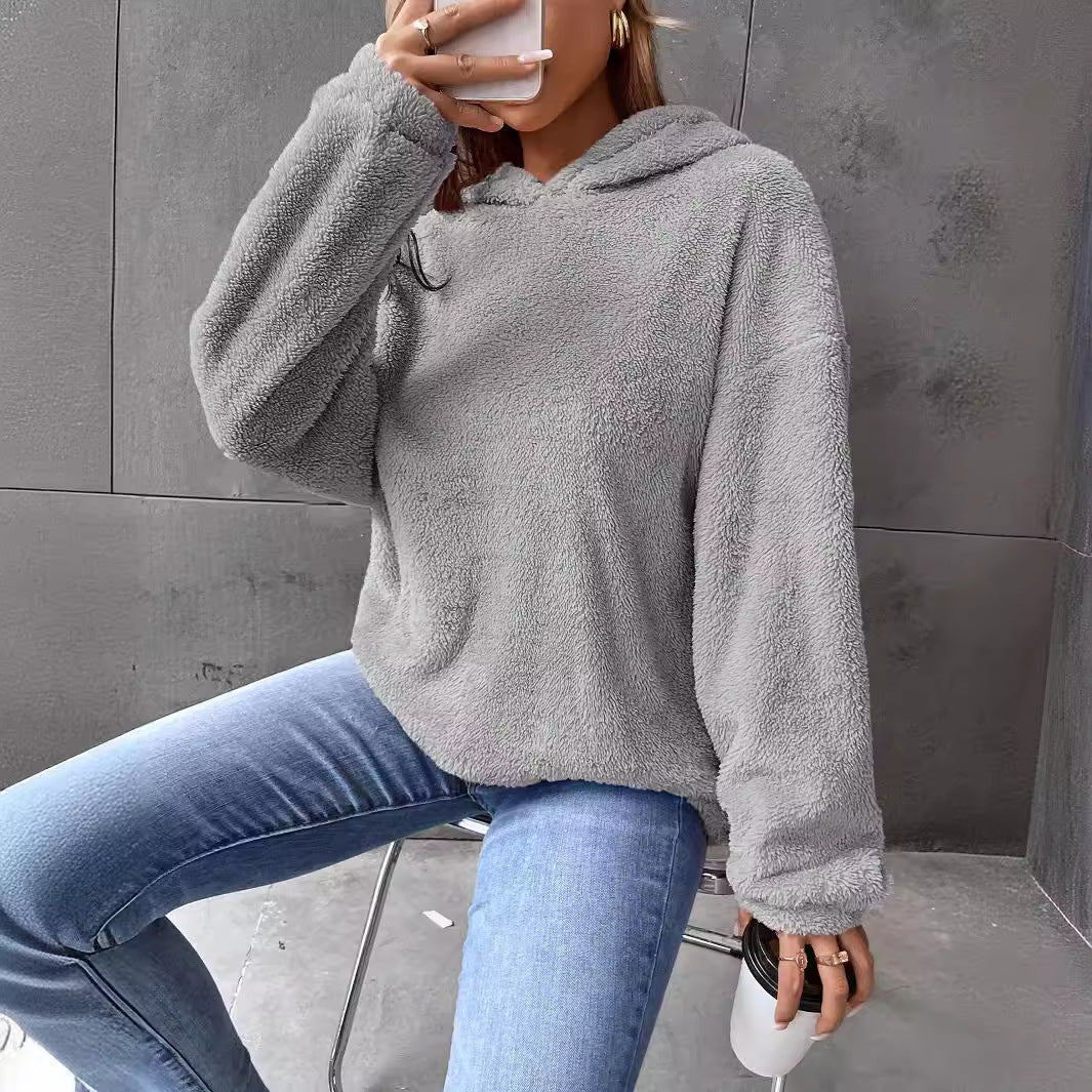 Damen Kuscheliger Hoodie mit Peter Pan Kragen Drune