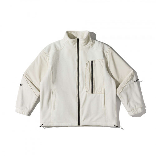 Unisex Oversize-Fleecejacke mit Nylon-Panelen, hohem Stehkragen und Multi-Taschen Drune