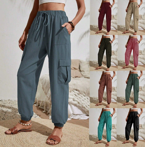 Damen Cargo-Jogginghose mit elastischem Bund, Kordelzug und aufgesetzten Taschen Drune