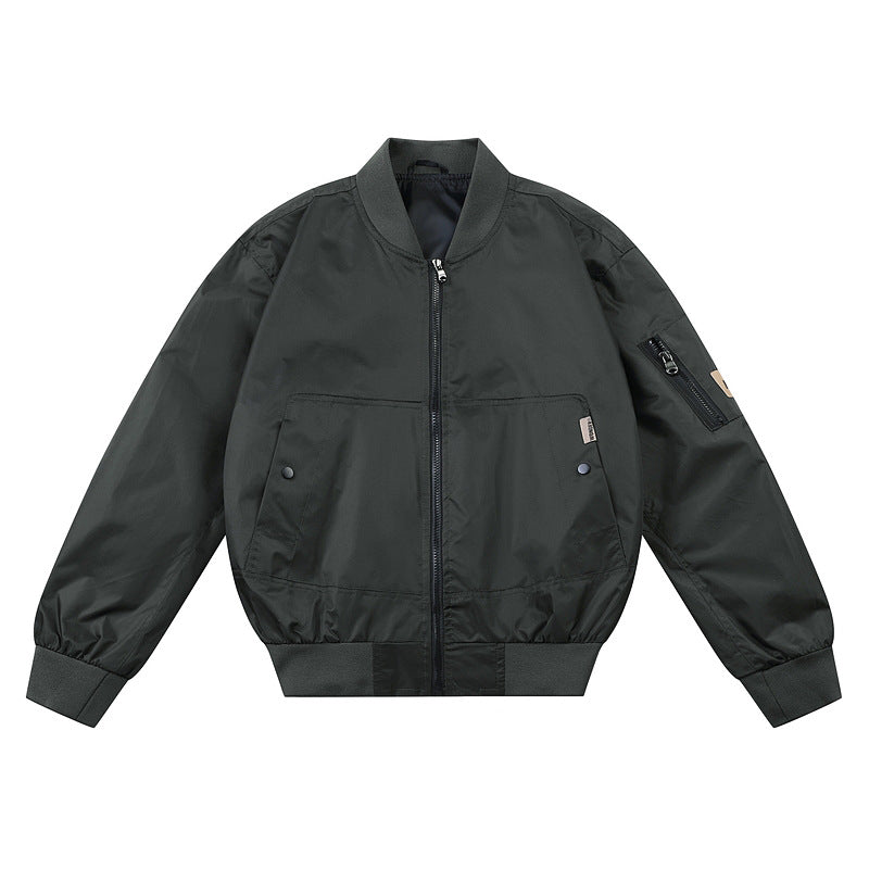 Herren  leichte Nylon Bomberjacke mit geripptem Kragen, Bündchen, Saum und Ärmeltasche mit Reißverschluss Drune