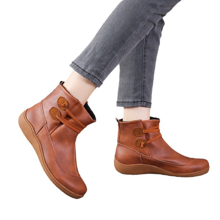 Damen modische Winterstiefeletten mit modernem Schnürdesign und rutschfester Sohle Drune