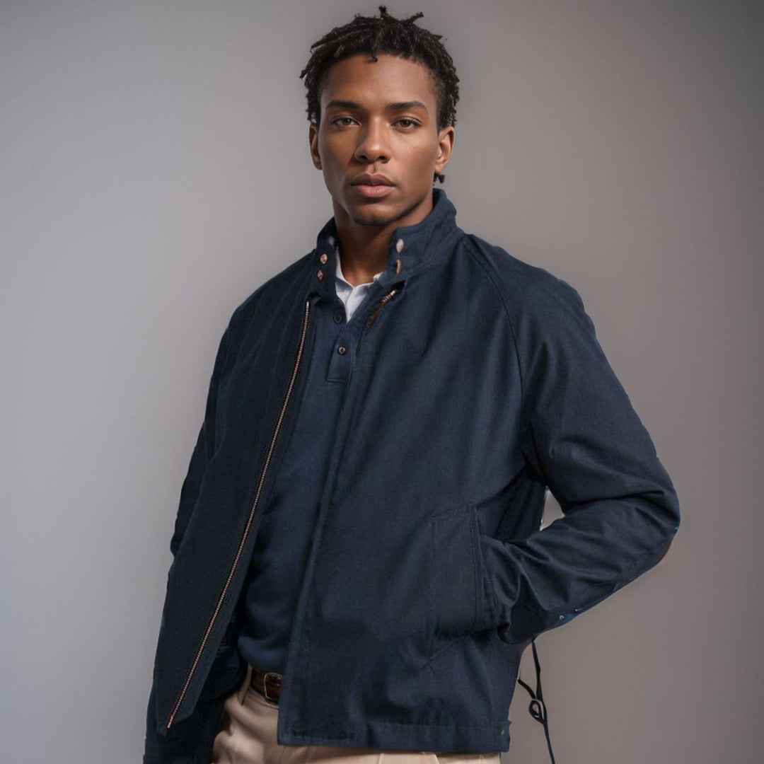 Herren lässige Übergangsjacke mit Stehkragen und praktischen Taschen Drune
