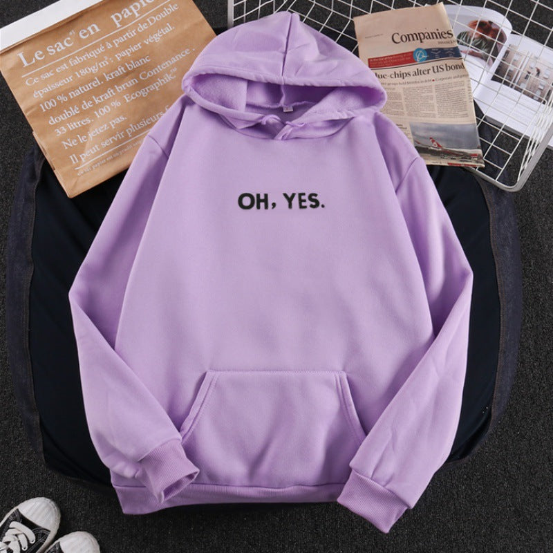 Damen nan Kapuzenpullover mit weichem Innenfutter, Kängurutasche und dezentem Frontprint Drune
