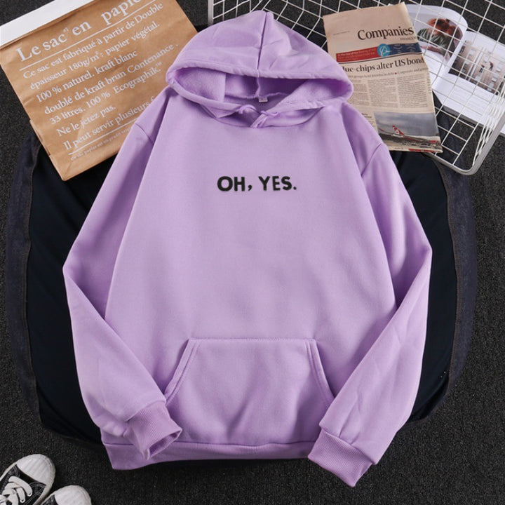 Damen nan Kapuzenpullover mit weichem Innenfutter, Kängurutasche und dezentem Frontprint Drune