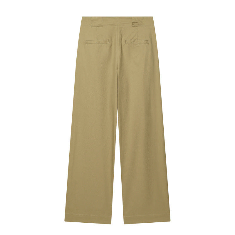 Damen Weite Plissee-Hose mit hoher Taille und markanten Vorderfalten Drune