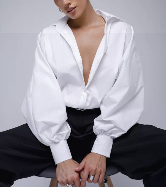Damen Oversized Hemden mit voluminösen Ärmeln Drune
