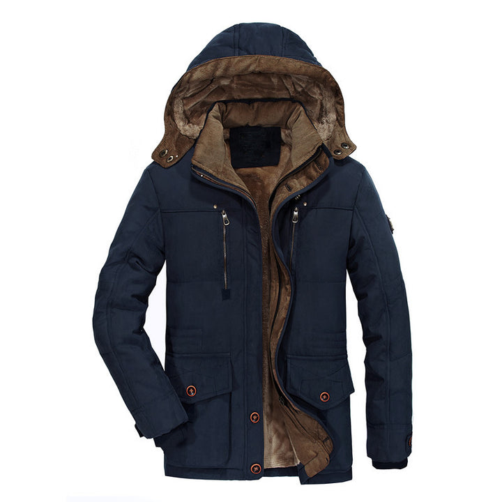 Herren Gefütterter Canvas-Parka mit Teddy-Innenfutter, Cordkragen und Multifunktionstaschen Drune