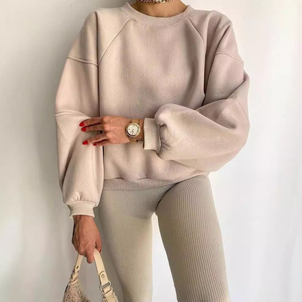 Damen Oversized Sweatshirt mit Puffärmeln Drune