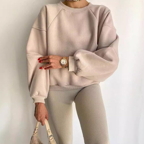 Damen Oversized Sweatshirt mit voluminösen Ärmeln Drune