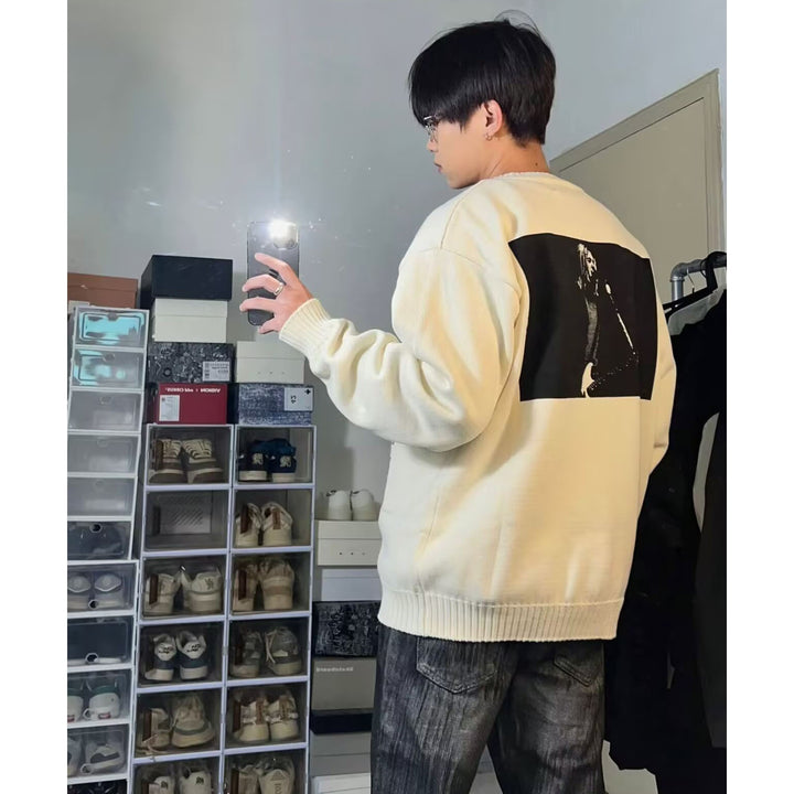 Herren Lässiger Oversized Pullover mit grafischem Print Drune