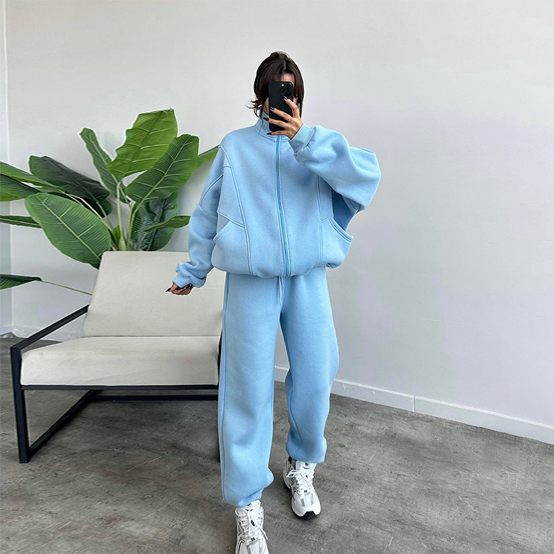 Damen lässiger Zweiteiler mit oversized Hoodie und Jogginghose Drune
