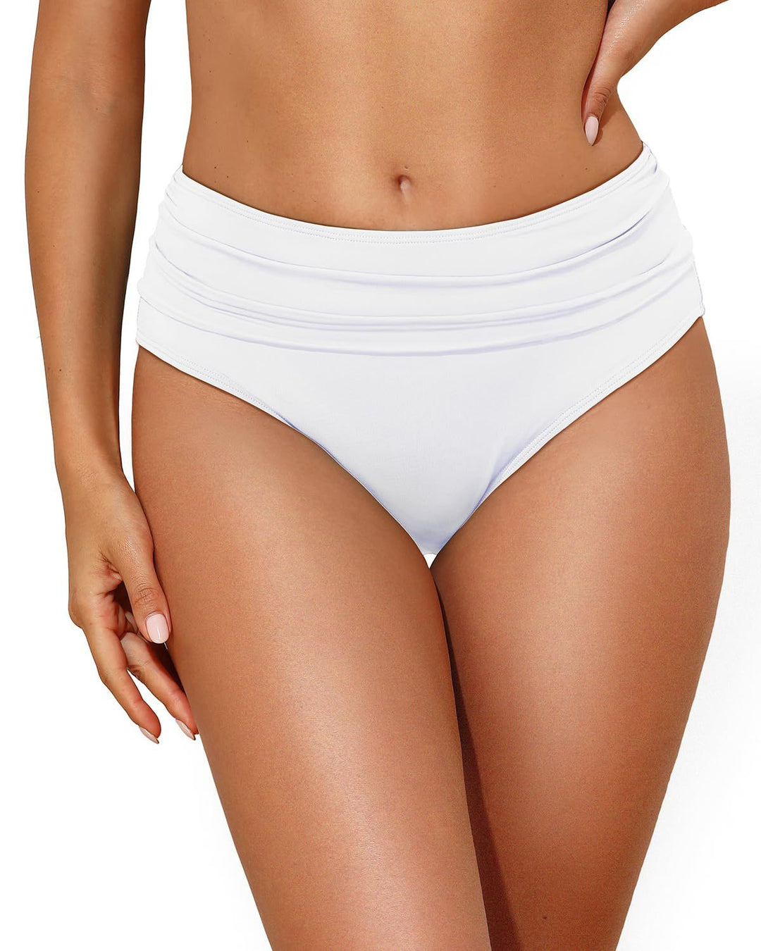 Damen Hochtaillierte Bikinihose mit eleganter Raffung Drune
