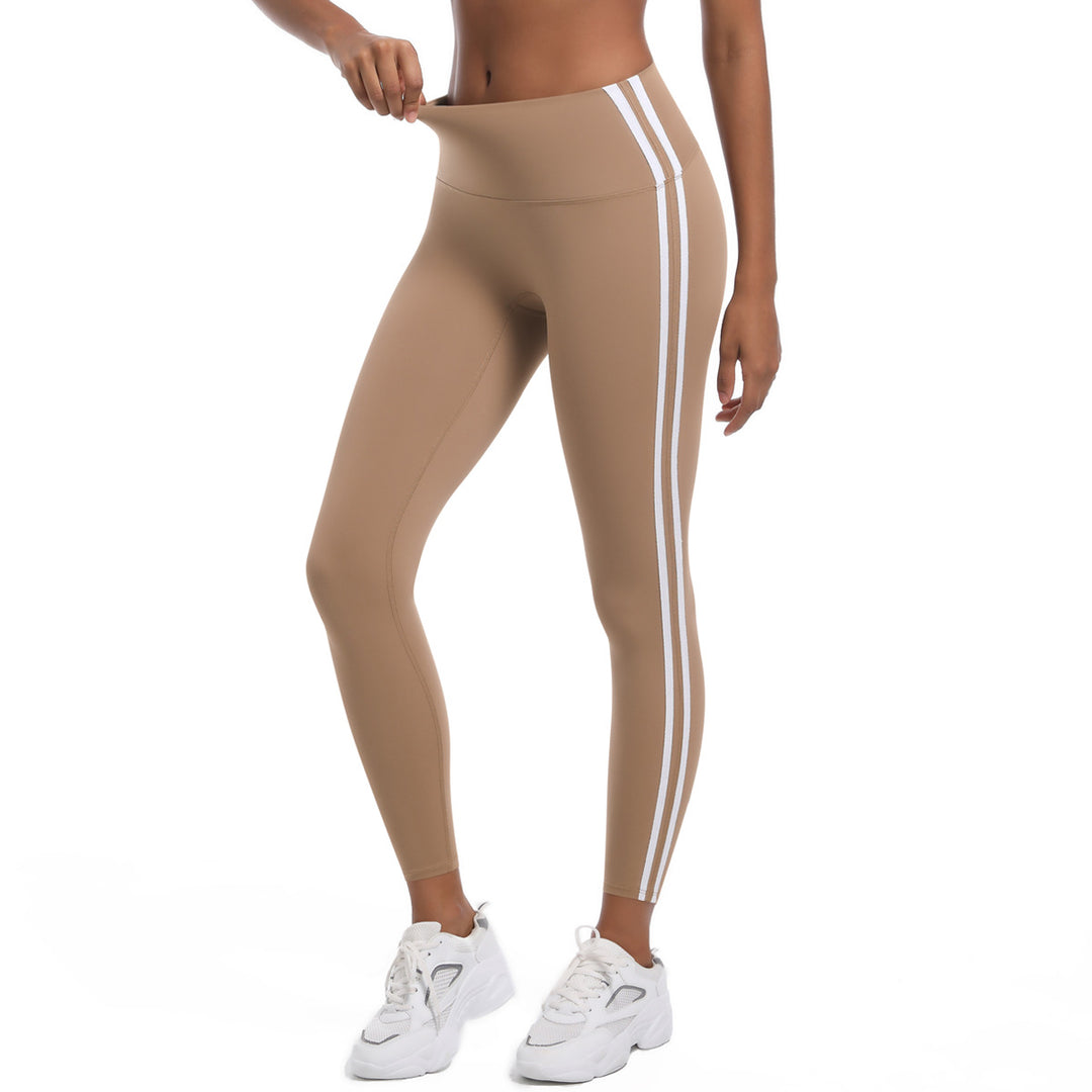 Damen Hochtaillierte Sportleggings mit atmungsaktivem Material und seitlichen Streifen Drune