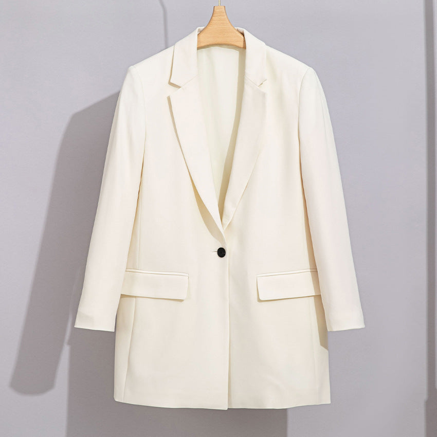 Damen Longline-Blazer mit geradem Schnitt und dezenten Pattentaschen Drune