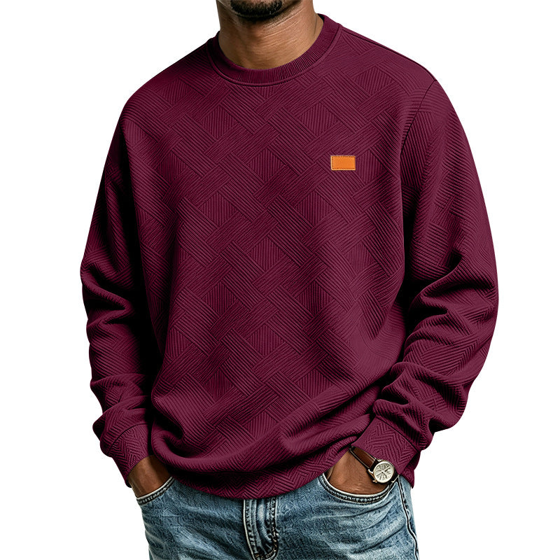 Herren strukturiertes Rundhals-Sweatshirt aus Feinstrick mit gewebter Struktur Drune