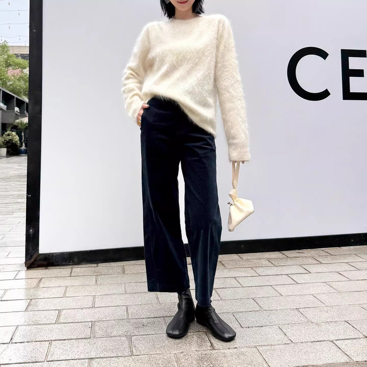 Damen Hochtaillierte Samt-Culotte mit weitem Bein und dezenten Eingrifftaschen Drune