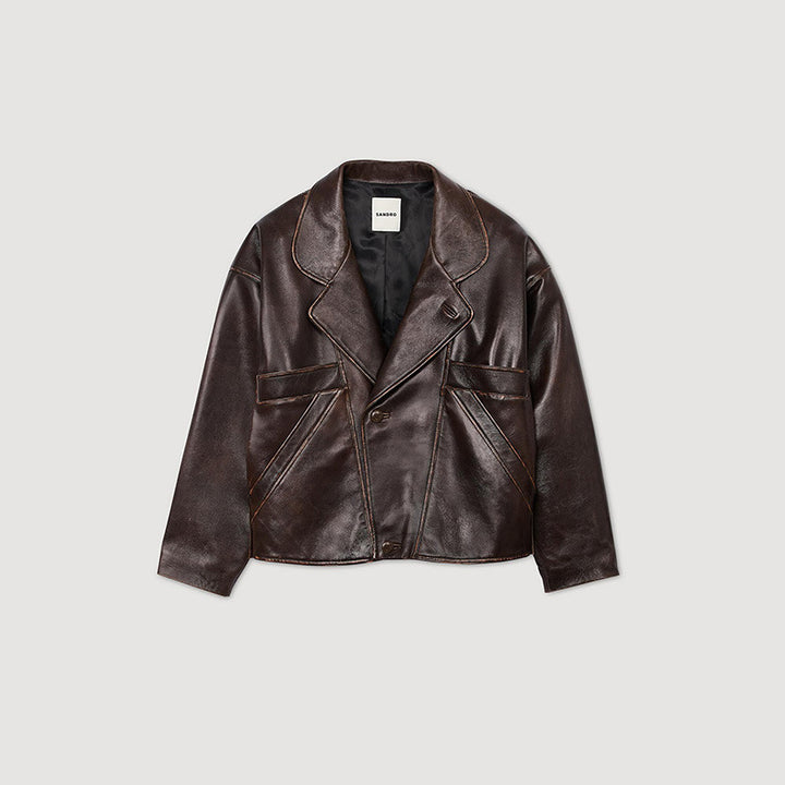 Damen Kunstlederjacke im lässigen Schnitt mit praktischen Taschen und stilvollem Revers Drune