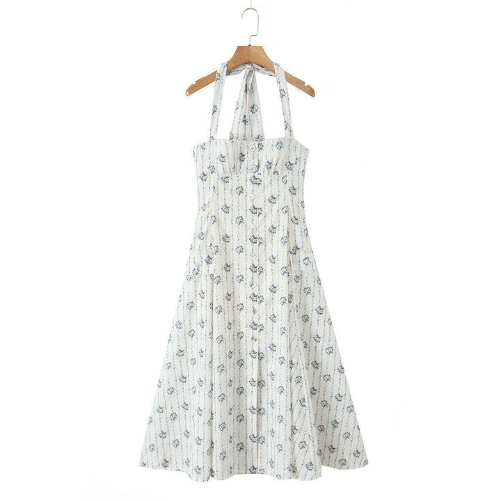 Damen A-Linien Sommerkleid mit floralem Muster Drune